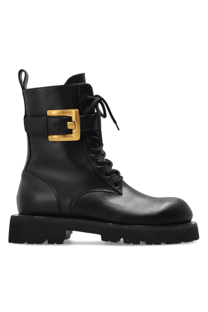 Leather ankle boots with a buckle