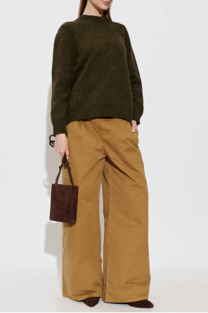 JIL SANDER Zamszowe botki na koturnie