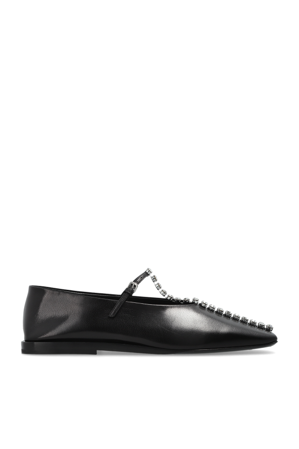 JIL SANDER Lederstiefel mit glänzenden Kristallen