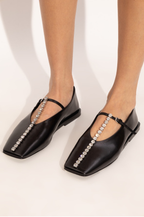 Leather shoes with shimmering crystals od JIL SANDER