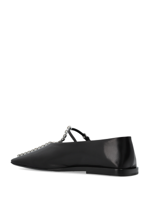 JIL SANDER Lederstiefel mit glänzenden Kristallen