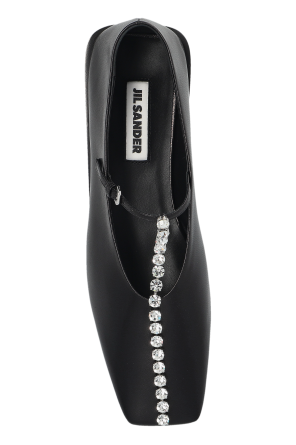 JIL SANDER Lederstiefel mit glänzenden Kristallen