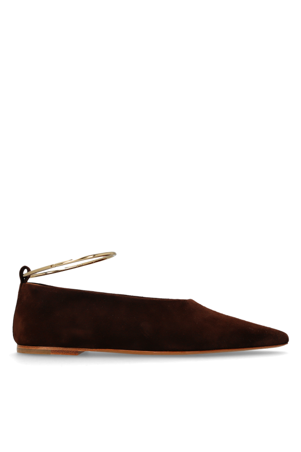 Suede ballet flats with ankle circle od JIL SANDER
