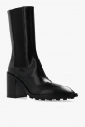 JIL SANDER BLACK Leather heeled ankle boots