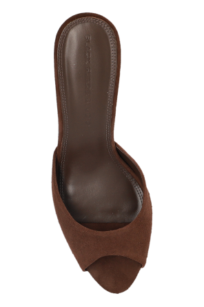 BLACK SUEDE STUDIO Zamszowe klapki na obcasie `Jazz`