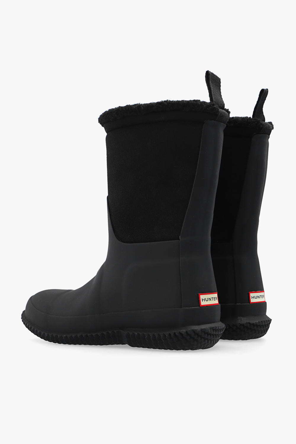 Hunter Kids ‘Roll Top Vegan Shearling’ waterproof rain boots