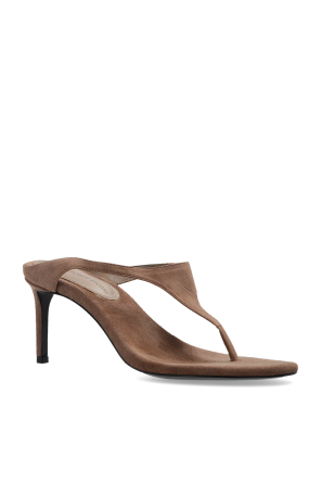 BLACK SUEDE STUDIO Zamszowe klapki na obcasie `Laurel`