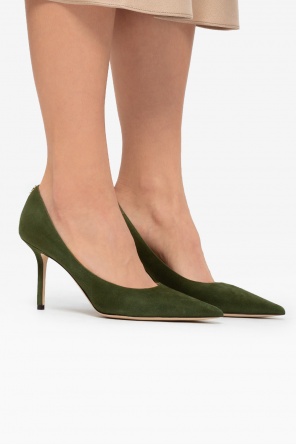 ‘love’ suede stiletto pumps od Jimmy Choo