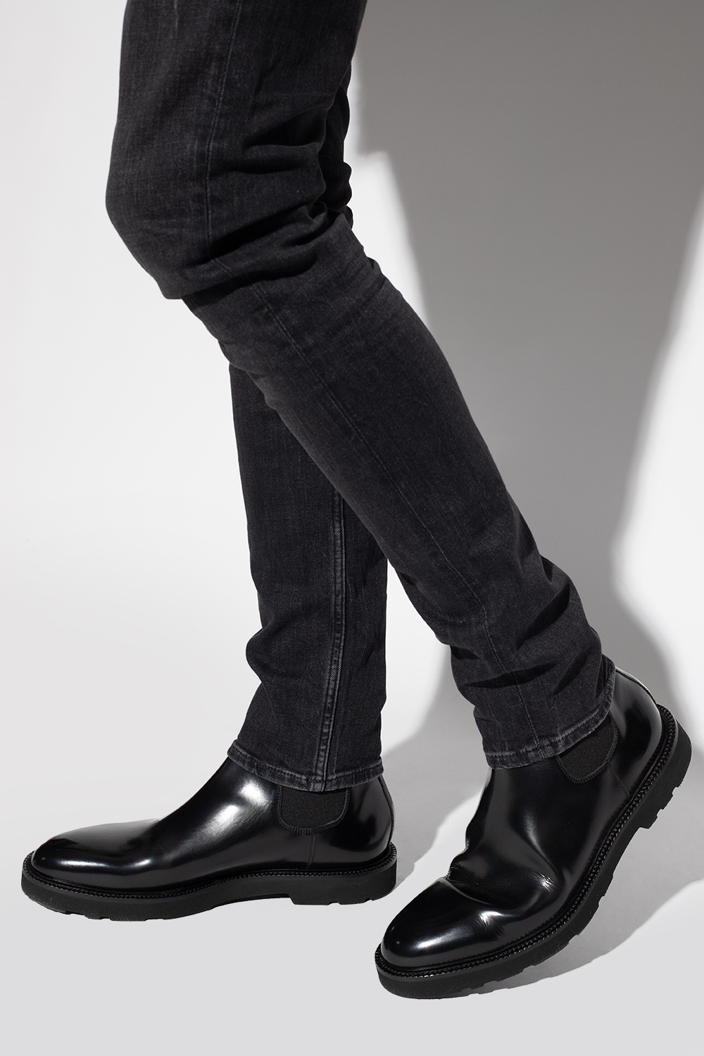 Paul Smith Low Block Heel Square Toe Sock Boot