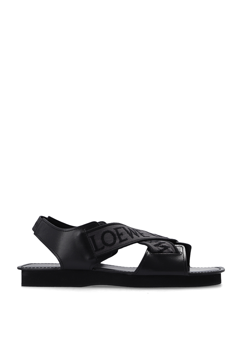 Balenciaga Elastic Crisscross Slingback Sandals in Black Leather