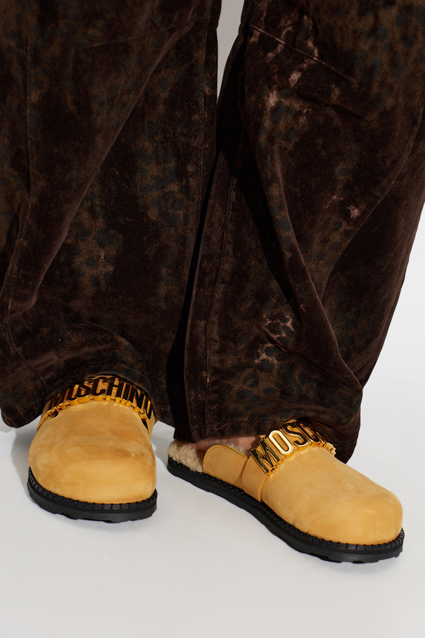 Moschino Suede slides with logo