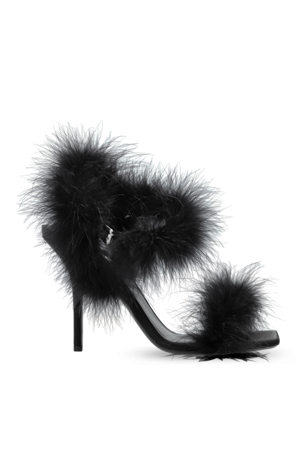 Heeled sandals with feathers od Moschino