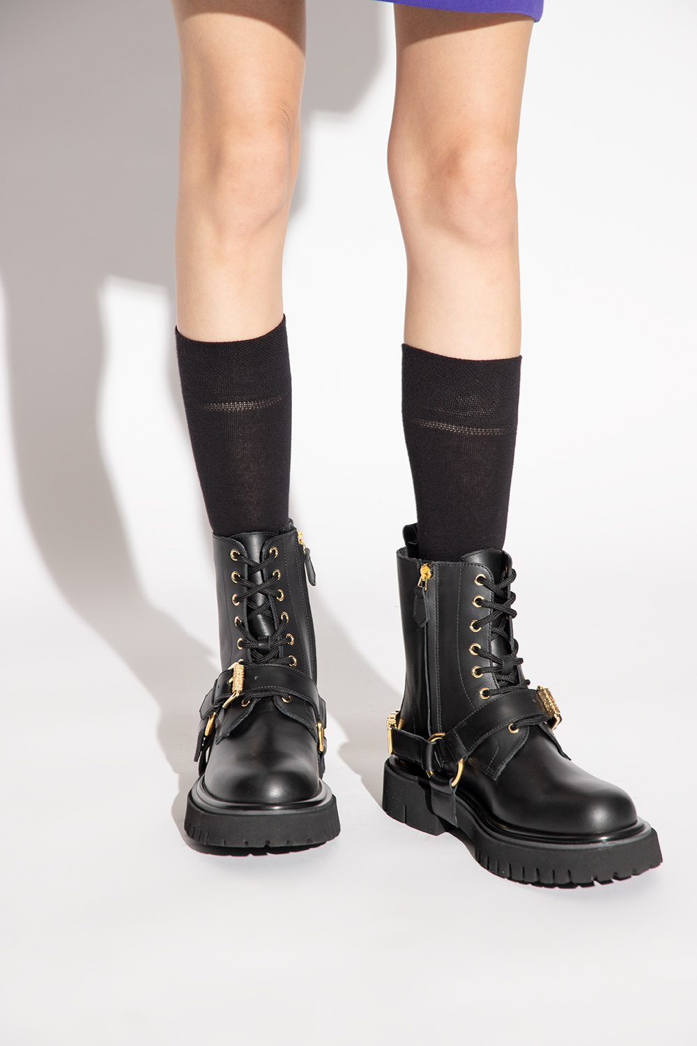 Moschino Leather ankle boots with logo