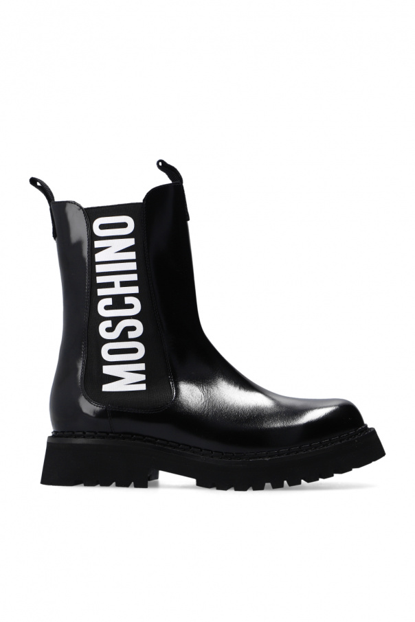 will fit phone keys money when you are running - Black Chelsea boots with  logo Moschino - GenesinlifeShops Zimbabwe