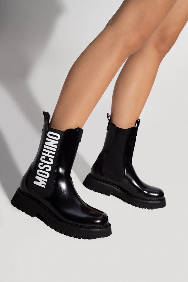 will fit phone keys money when you are running - Black Chelsea boots with  logo Moschino - GenesinlifeShops Zimbabwe