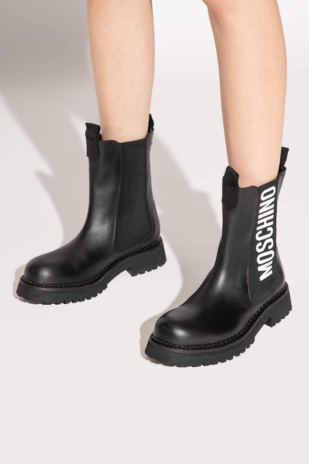 Moschino Chelsea boots with logo