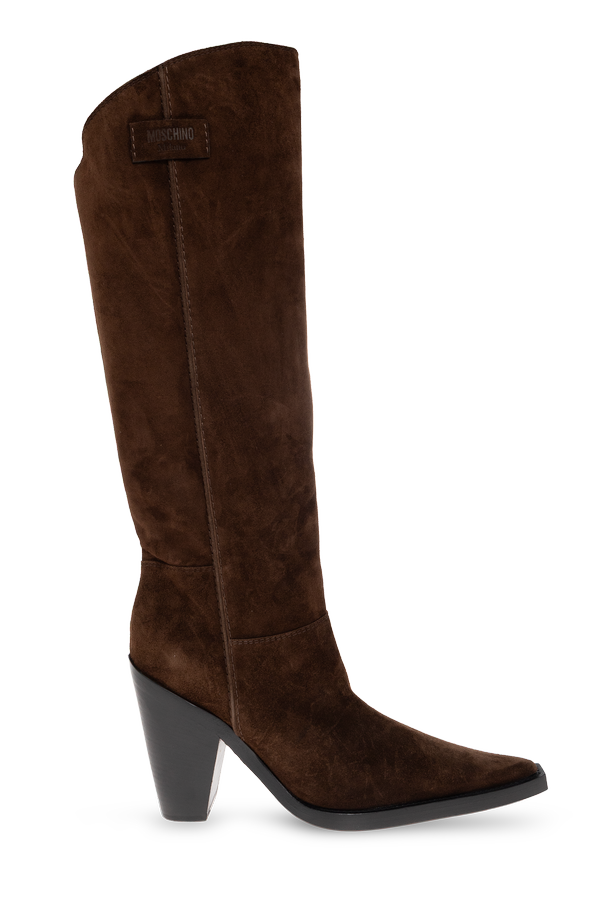 Suede heeled knee-high boots od Moschino