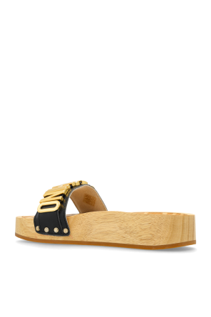 Moschino Klapki na drewnianej platformie