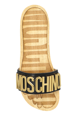 Moschino Klapki na drewnianej platformie