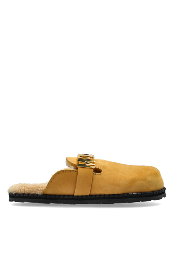 Suede slides with logo od Moschino