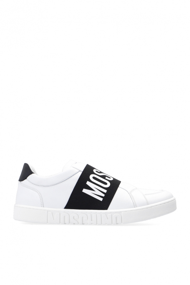 Moschino The is a funky high-top sneaker that has the same recognizable outsole as any other