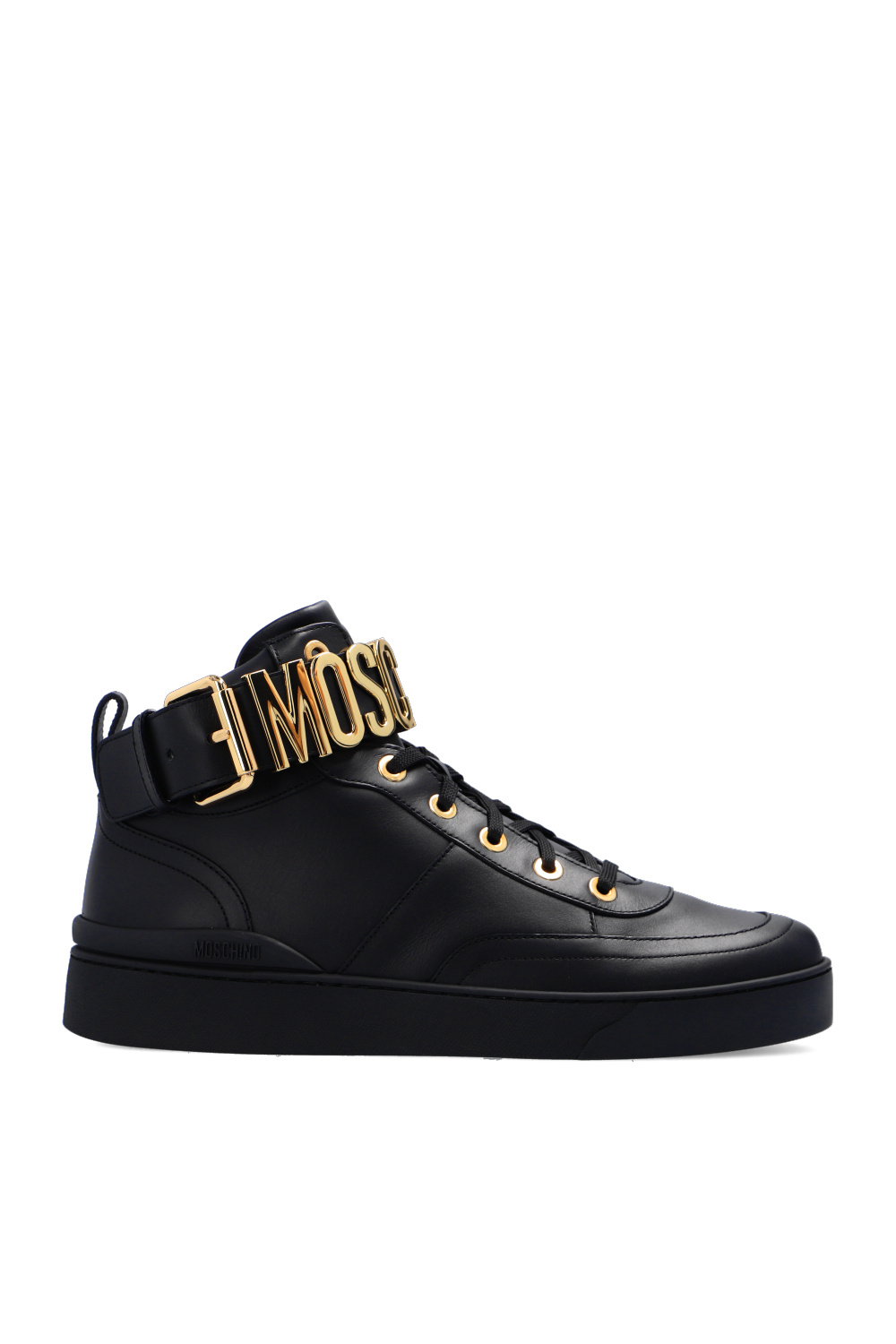 Moschino Two-tone Leather Sneakers In Schwarz