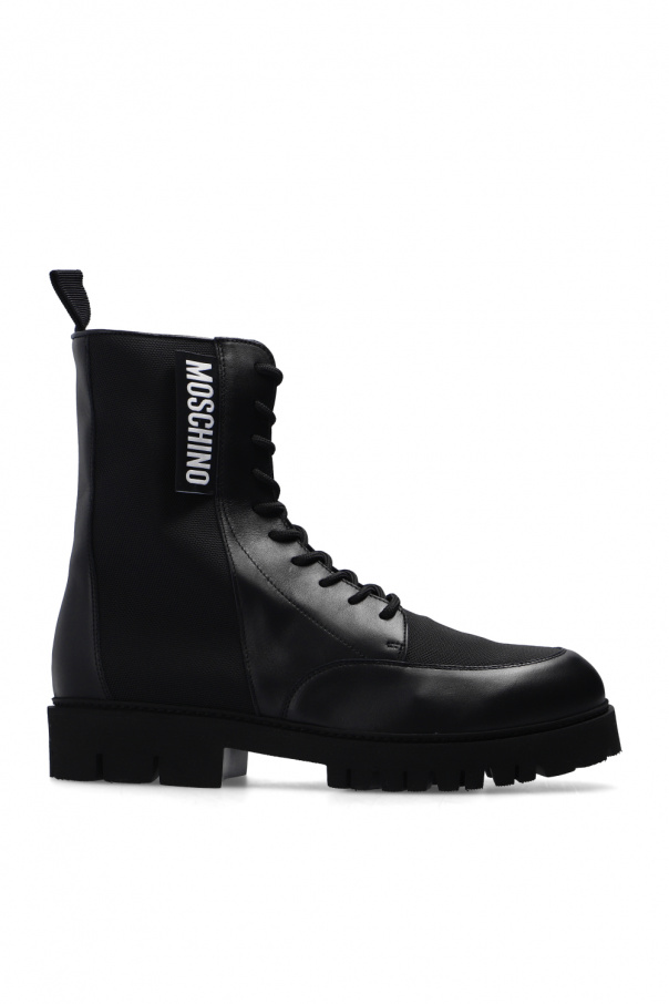 Moschino Leather boots with logo