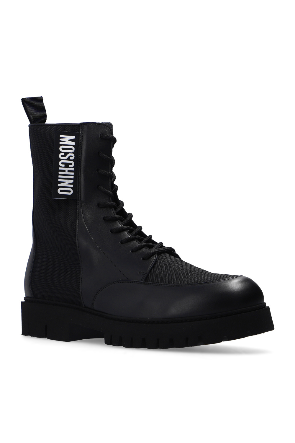 Moschino Leather boots with logo