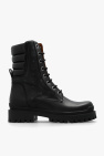 Double-Buckle leather boots Black
