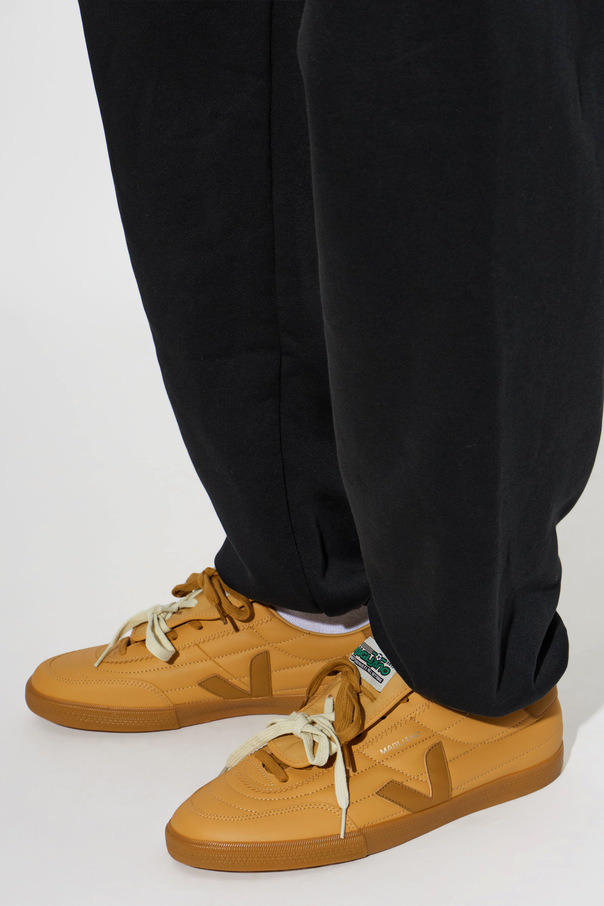 Veja Brown-beige leather low-top sneakers