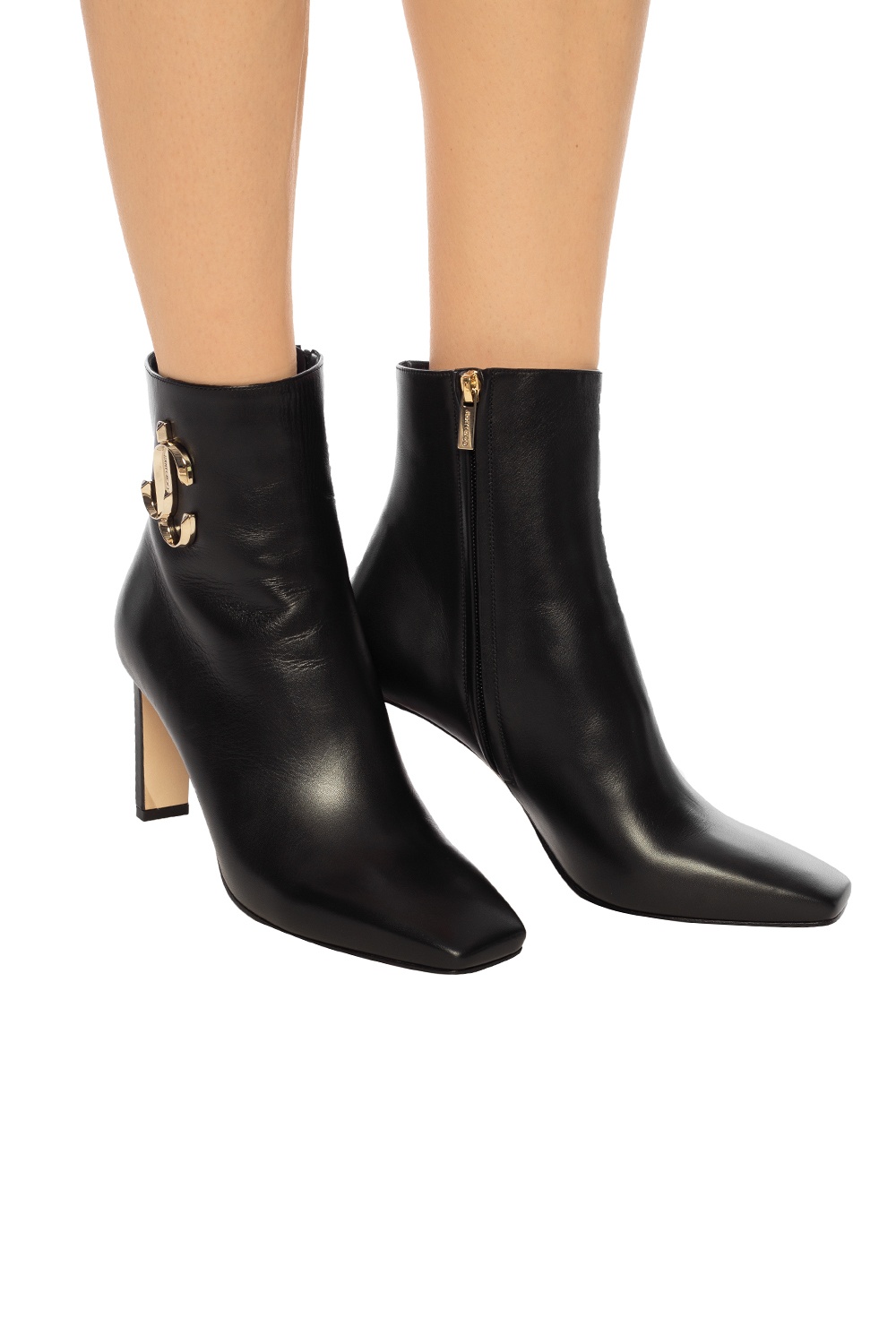 Jimmy Choo Minori 65 Latte Calf Leather Ankle Boots With Gold Jc