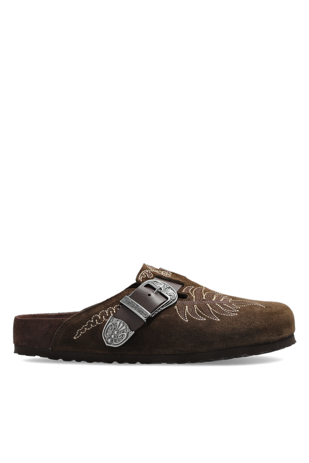 ETRO X BIRKENSTOCK Brown Embroidered Suede Mules od Etro