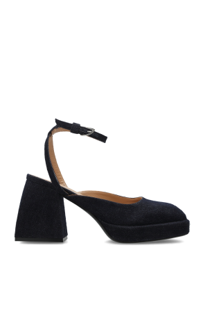 Denim platform shoes