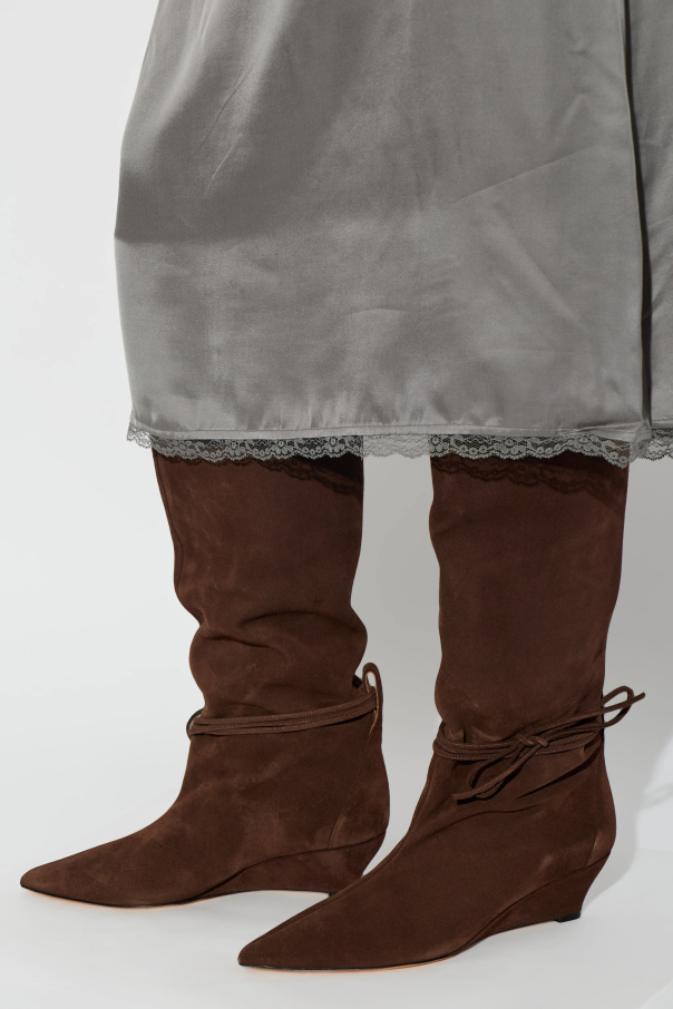 Odissi Suede wedge-heeled boots