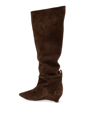 Odissi Suede wedge-heeled boots
