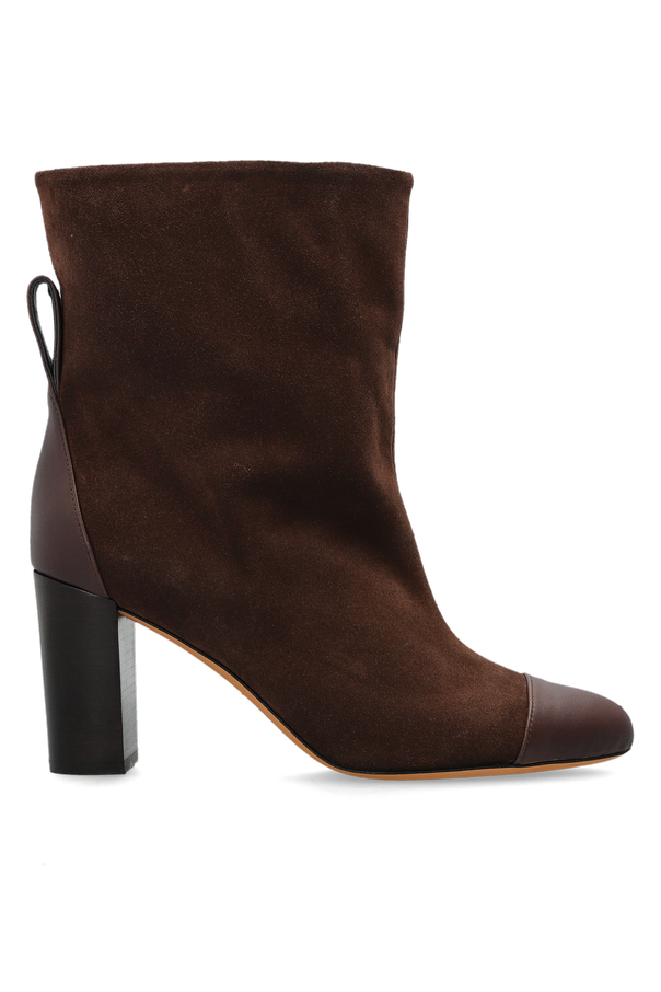 Suede heeled ankle boots od Odissi