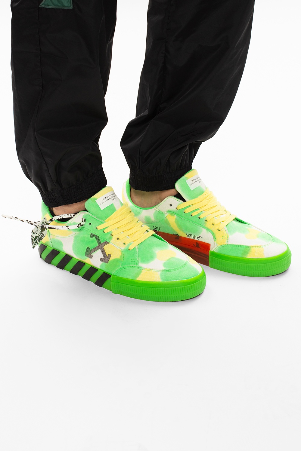 off white low vulcanized sneakers green