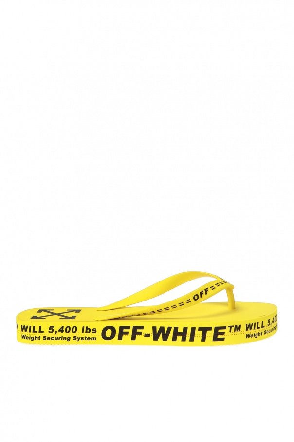 off white yellow slippers