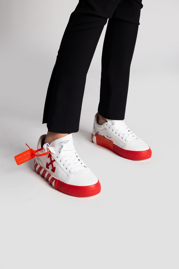 off white low vulcanized sneakers red