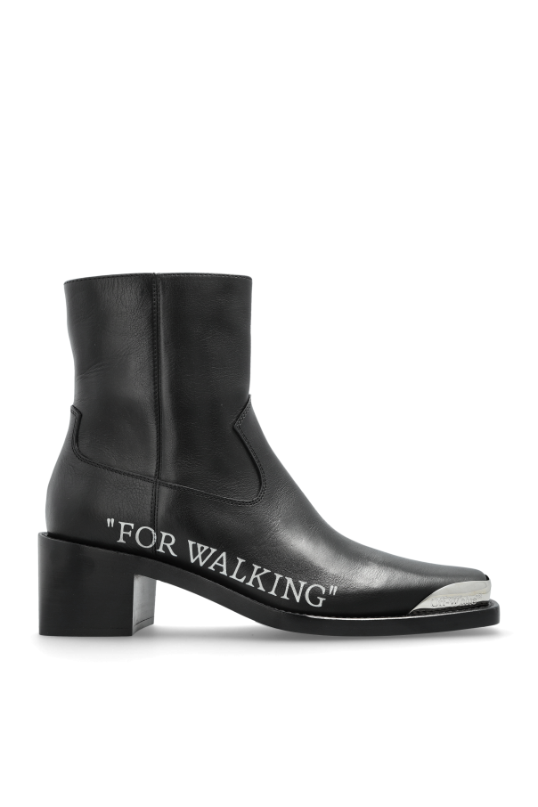 ‘For Walking Texan’ leather ankle boots with heel od Off-White
