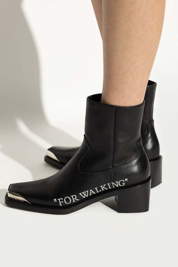 Off-White Botines de cuero con tacón 'For Walking Texan'