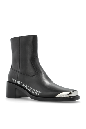 Off-White Botines de cuero con tacón 'For Walking Texan'