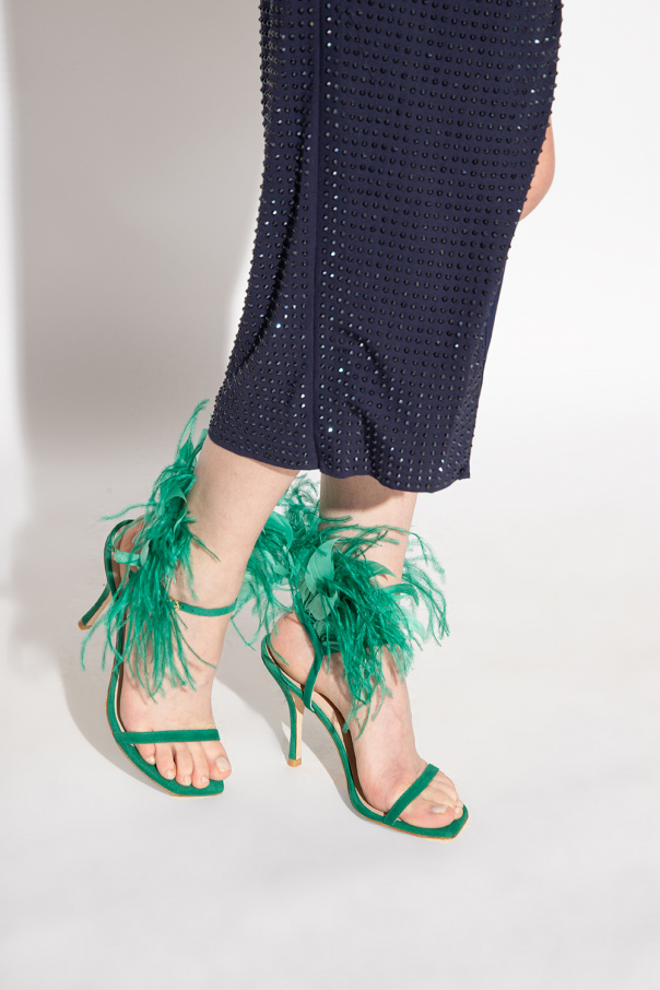 Stuart Weitzman ‘Plume’ heeled sandals with feathers