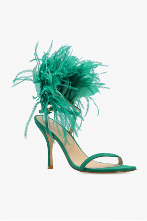 Stuart Weitzman ‘Plume’ heeled sandals with feathers