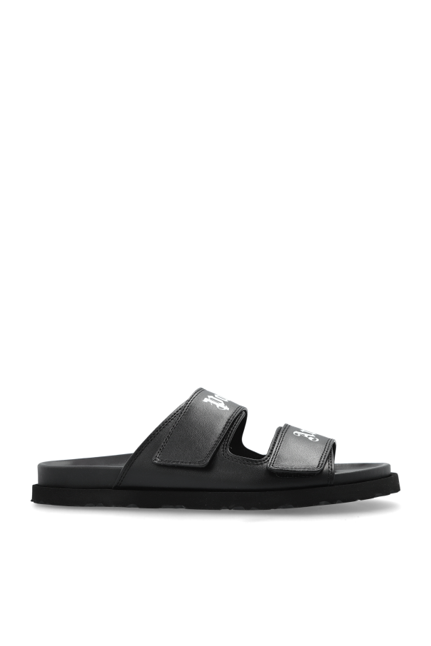 Palm Angels Leather slides with logo