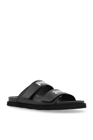 Palm Angels Leather slides with logo