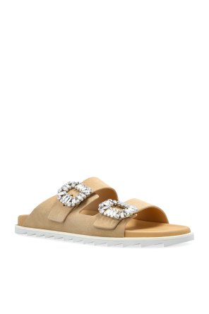 Roger Vivier Chanclas de ante con apliques brillantes