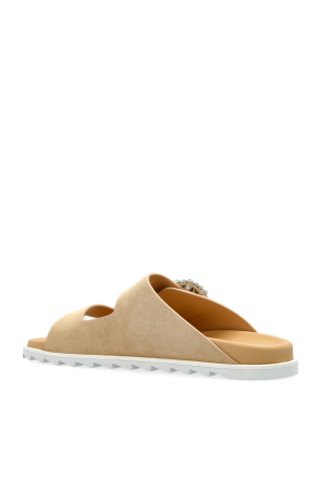 Roger Vivier Chanclas de ante con apliques brillantes