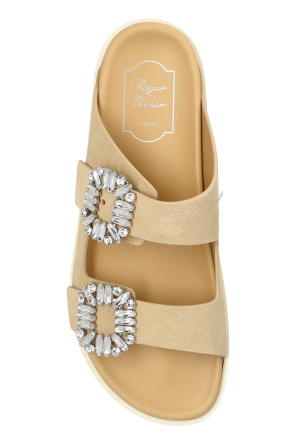 Roger Vivier Chanclas de ante con apliques brillantes
