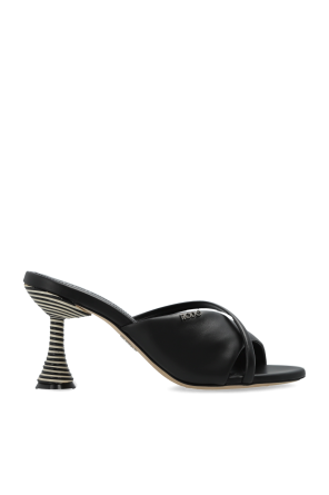 Leather heeled mules